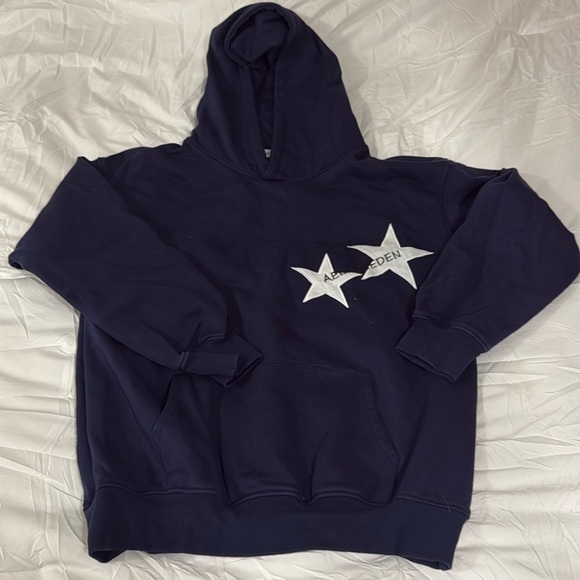 Aelfric Eden Tops - Aelfric Eden Navy Blue Hoodie with White Star Design